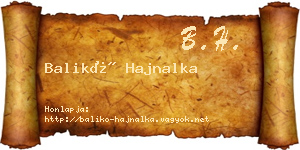 Balikó Hajnalka névjegykártya